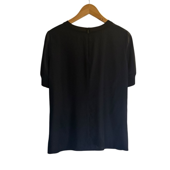 Lafayette 148 New York 100% Silk Blouse Black Back Zipper Closure Womens Small - Picture 3 of 9